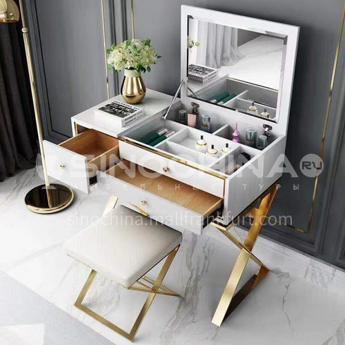 NGX-1108- Light luxury simple style, tempered glass, metal tripod, light luxury dressing table